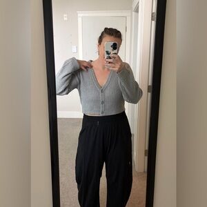 H&M Divided Cropped Grey Ribbed Cardigan